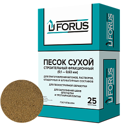 Forus Песок сухой строительный фракционированный (0,1-0,63мм) 25 кг.