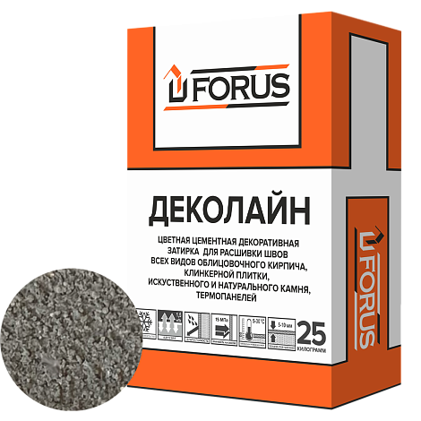 Forus Деколайн 2257 - цветная затирка тёмно-серая 25кг.