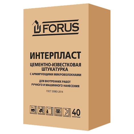 Forus Интерпласт - цементно-известковая штукатурка 40 кг.
